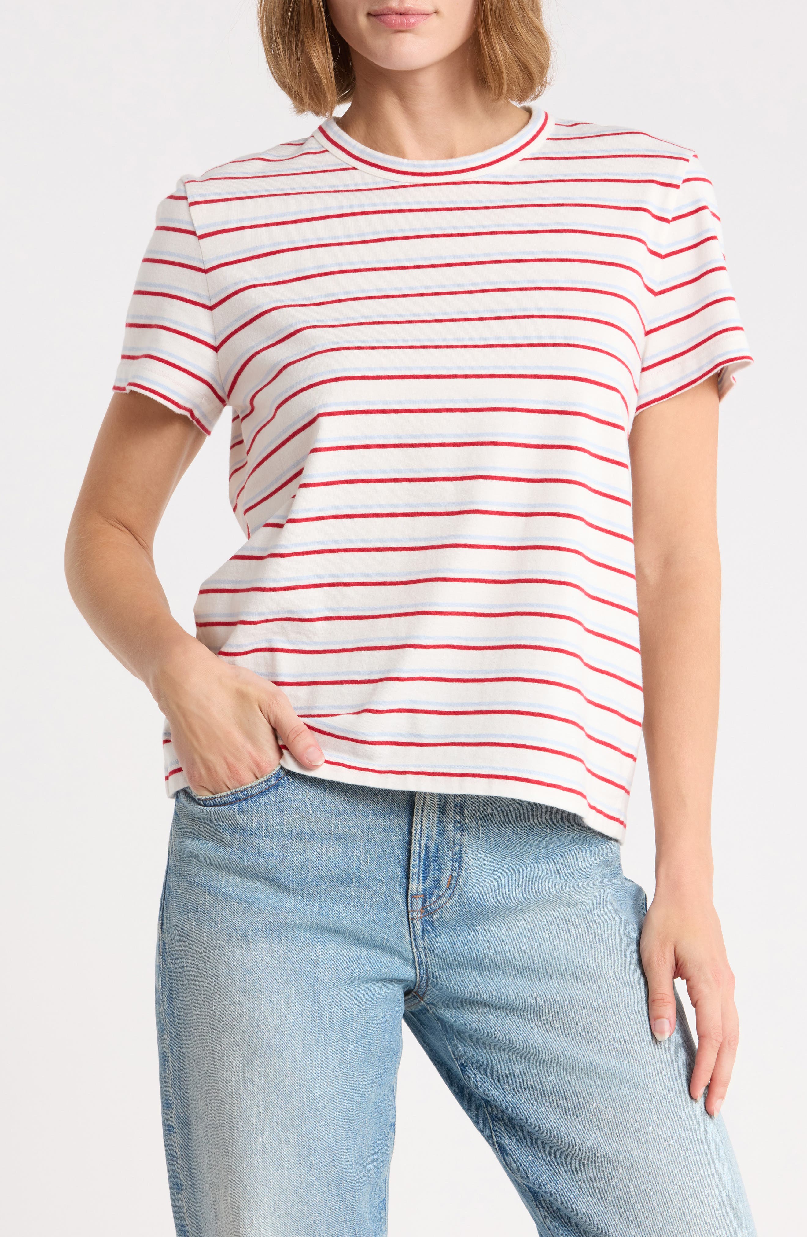 Perfect Stripe Cotton Crewneck T-Shirt