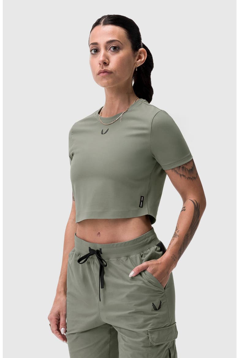 Lycra Cropped Tee, Alternate, color, Sage