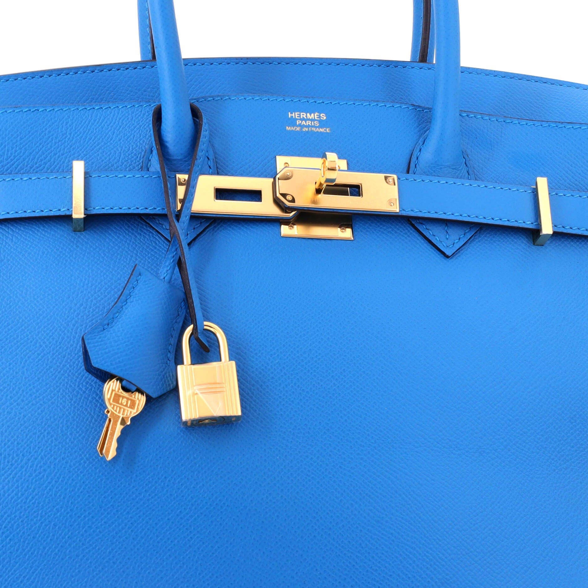 Pre-Owned Hermes Birkin Handbag Blue Epsom with Gold Hardware 30, Alternate, color, Bleu Zanzibar
