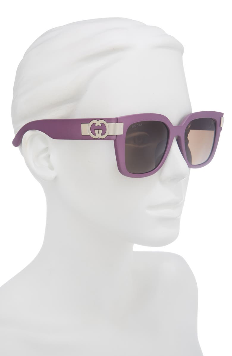 Gucci 54mm Square Sunglasses, Alternate, color, Violet Violet Brown