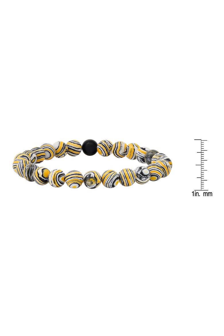 Men's Patterned Bead Stretch Bracelet, Alternate, color, YELLOW/ BLACK MULTI