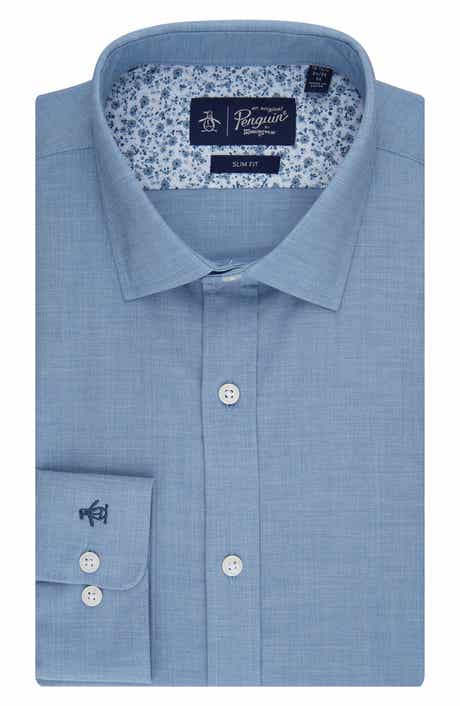 Original Penguin Big & Tall Melange Floral Trim Slim Fit Dress Shirt