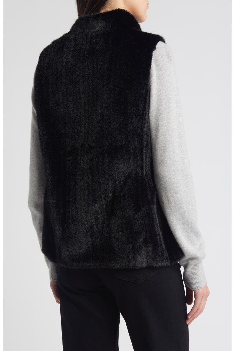 Reversible Faux Fur Vest, Alternate, color, BLACK