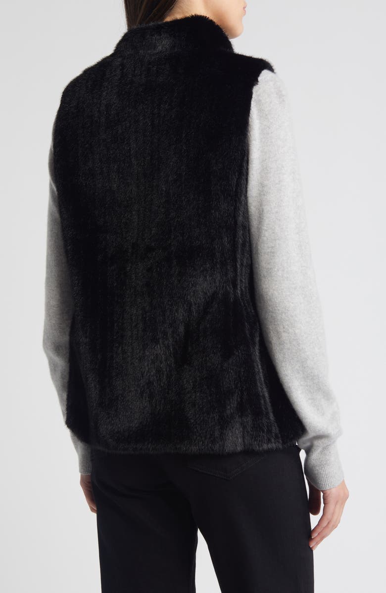 Via Spiga Reversible Faux Fur Vest, Alternate, color, Black