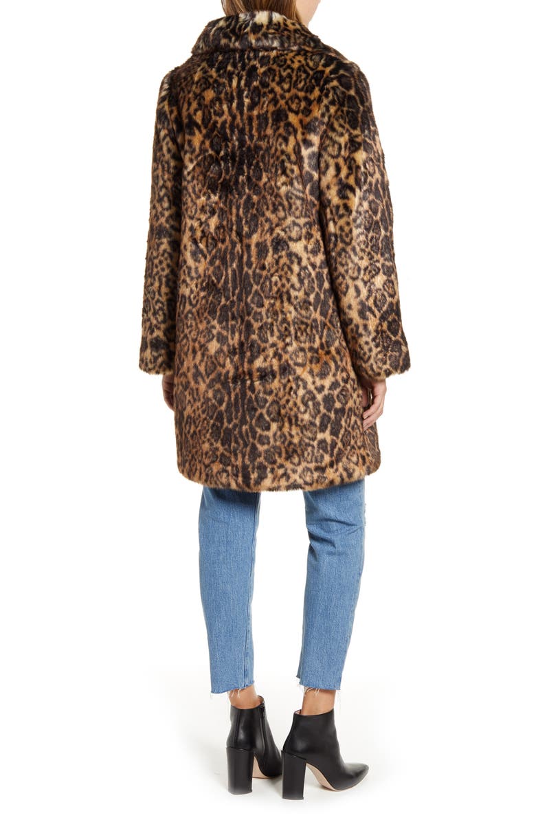 Rachel Parcell Faux Leopard Fur Coat, Alternate, color, 