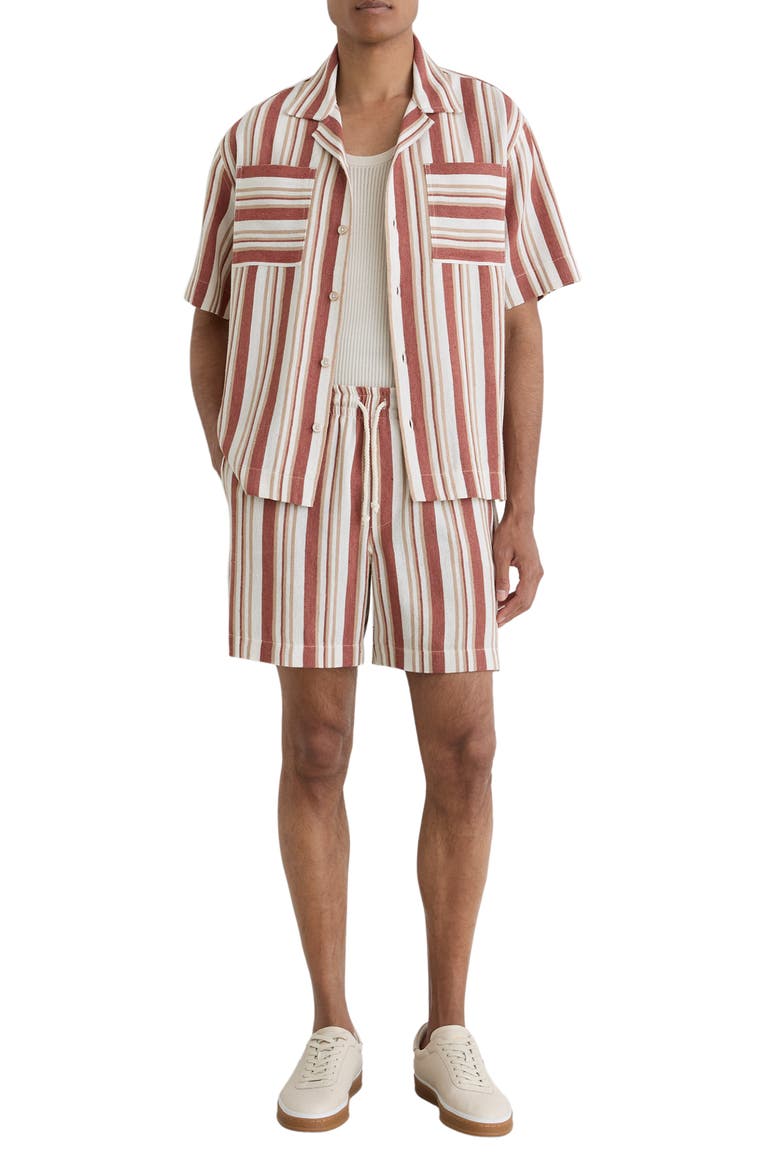 Celeste Stripe Camp Shirt, Alternate, color, RED/ STONE