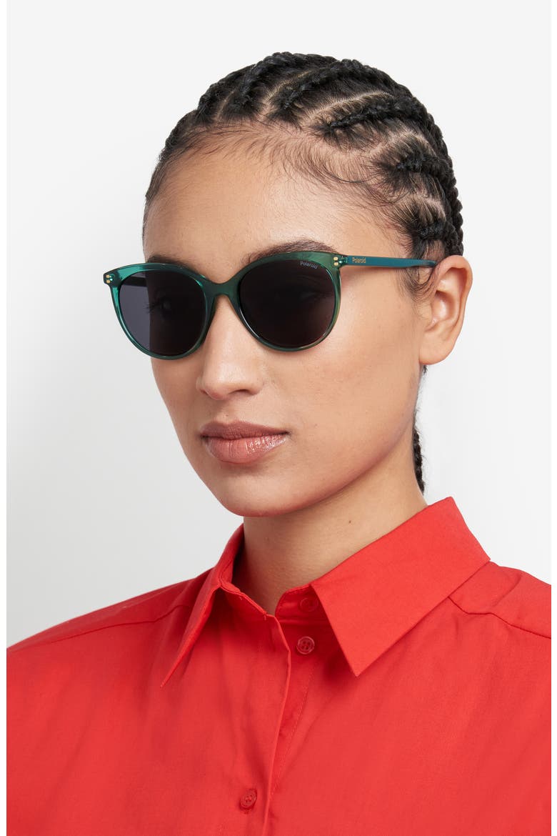 55mm Polarized Cat Eye Sunglasses, Alternate, color, GREEN/ GREY POLAR