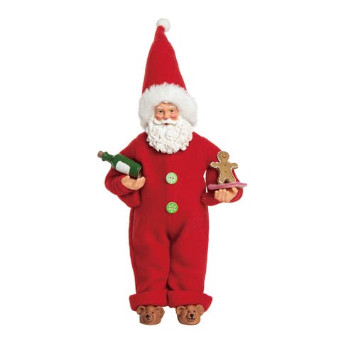 Multicolor Retro Santa in Pajamas Fabric Figurine Christmas Decor
