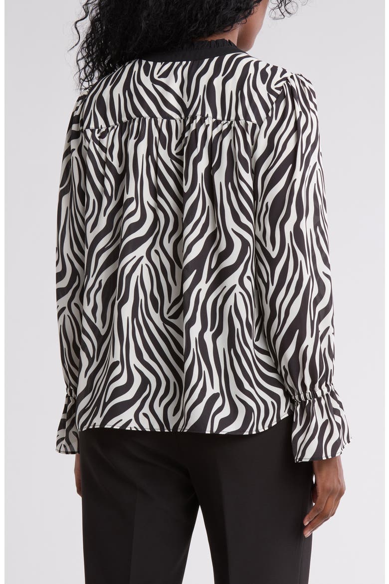 Georgette Button Front Top, Alternate, color, ANIMAL PRINT BLACK