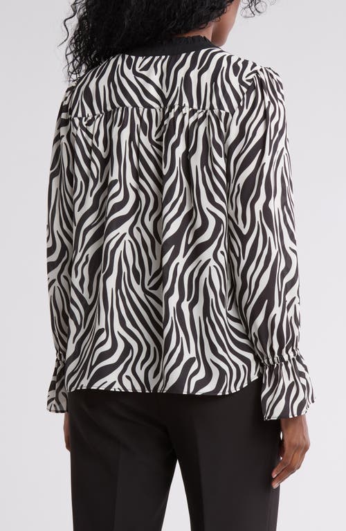 Gemma + Jane Georgette Button Front Top In Animal Print Black