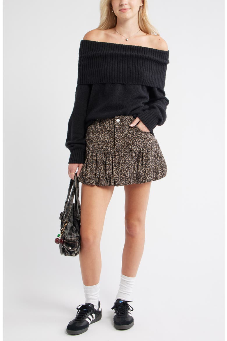 Off the Shoulder Sweater, Alternate, color, BLACK