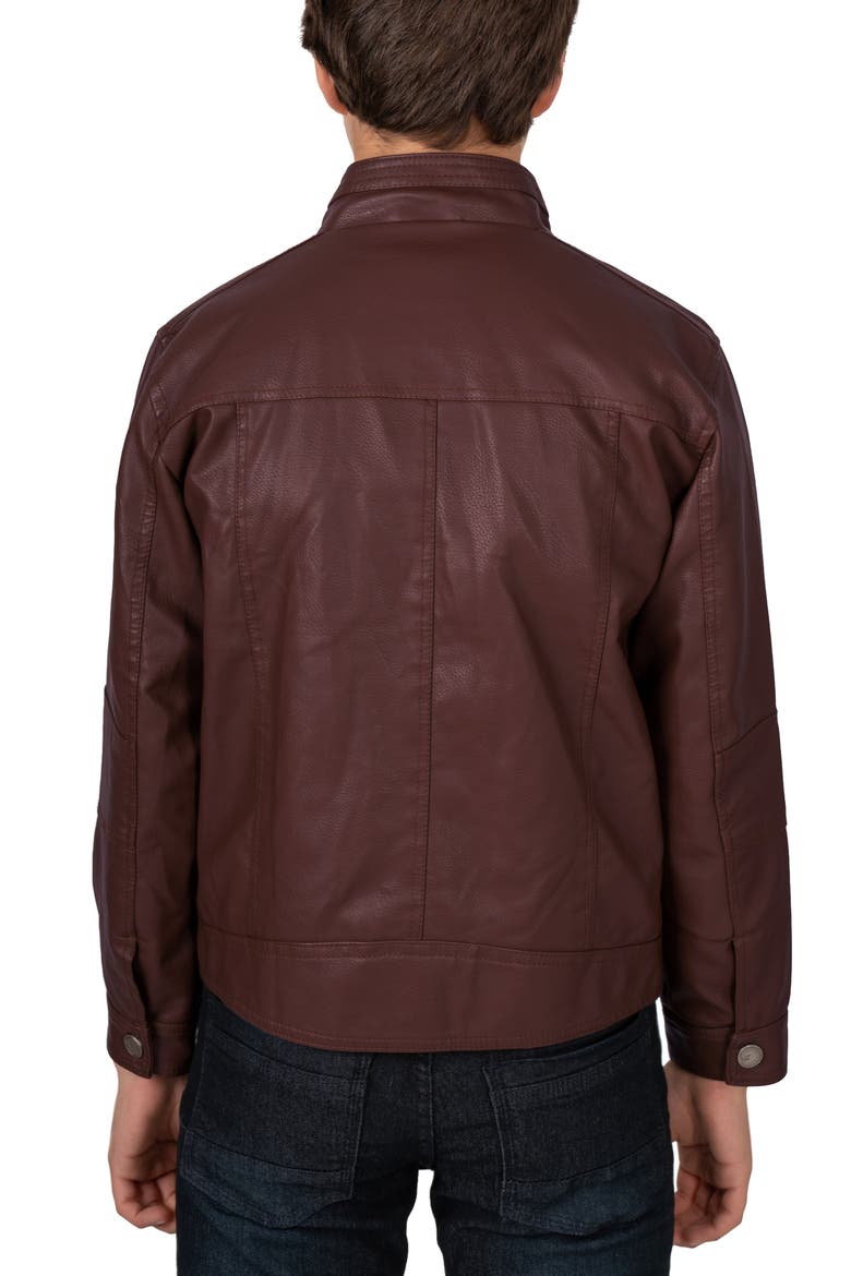 Faux Leather Casual Motorcycle Jacket, Alternate, color, BURG