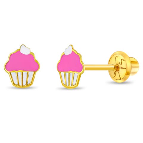14k Frosted Cupcake Earrings