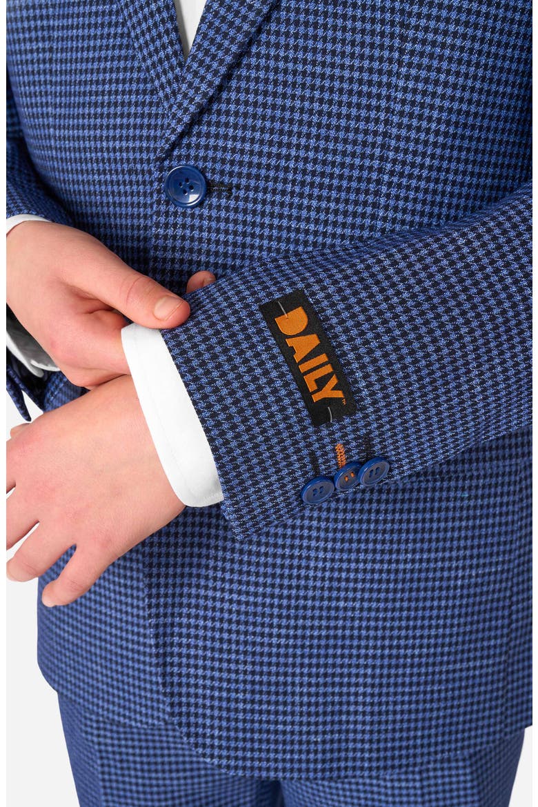 Kids' Daily Navy Houndstooth Check Stretch Suit, Alternate, color, BLUE