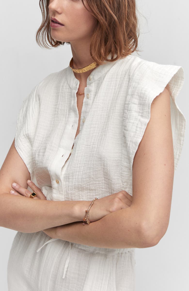 MANGO Cap Sleeve Cotton Jumpsuit, Alternate, color,