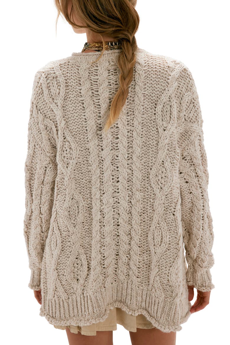 Opal Cable Knit Cardigan, Alternate, color, TEA