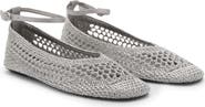 MANGO Crochet Ankle Strap Ballet Flat