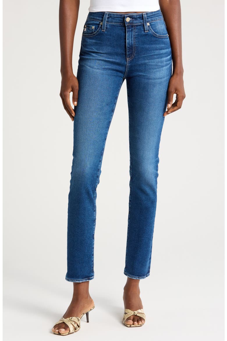 Mari Mid Rise Slim Straight Leg Jeans, Main, color, 12 YEARS FLEUR