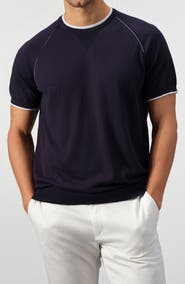 STUDIO GARNET LOS ANGELES Contrast Stitch Short Sleeve Sweater