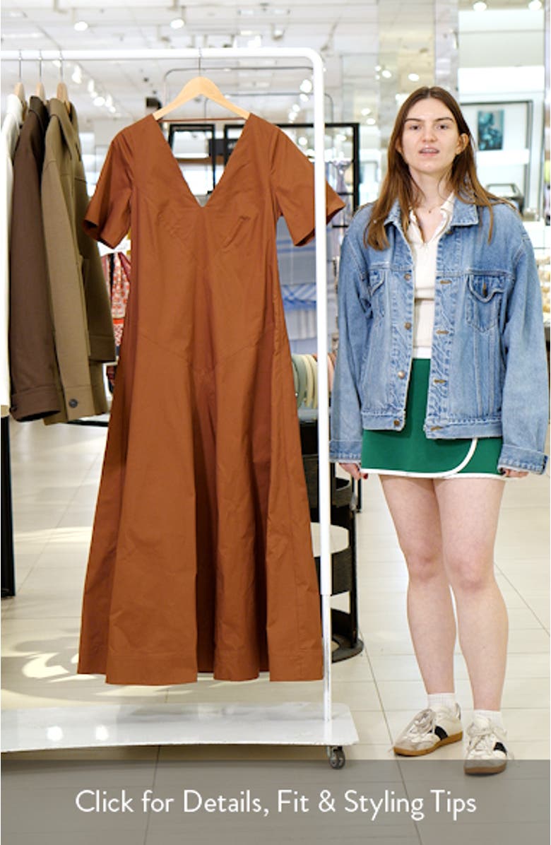 Seamed V-Neck A-Line Midi Dress, sales video thumbnail