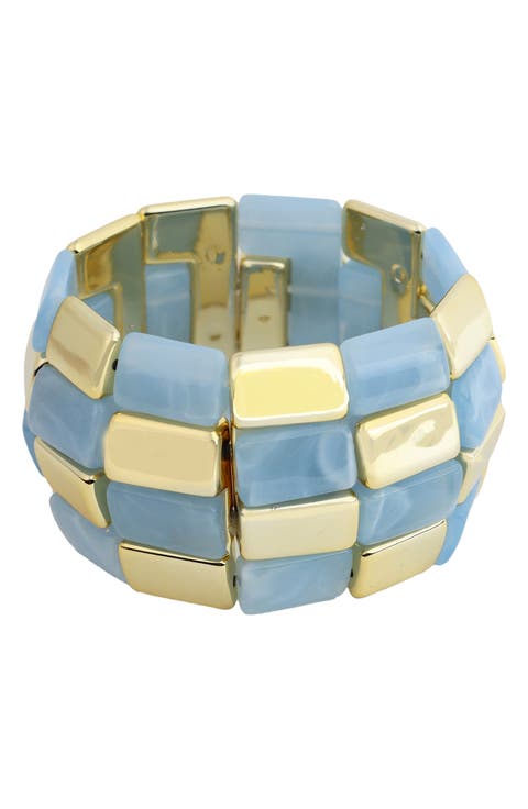 Square Resin Beaded Stretch Bracelet