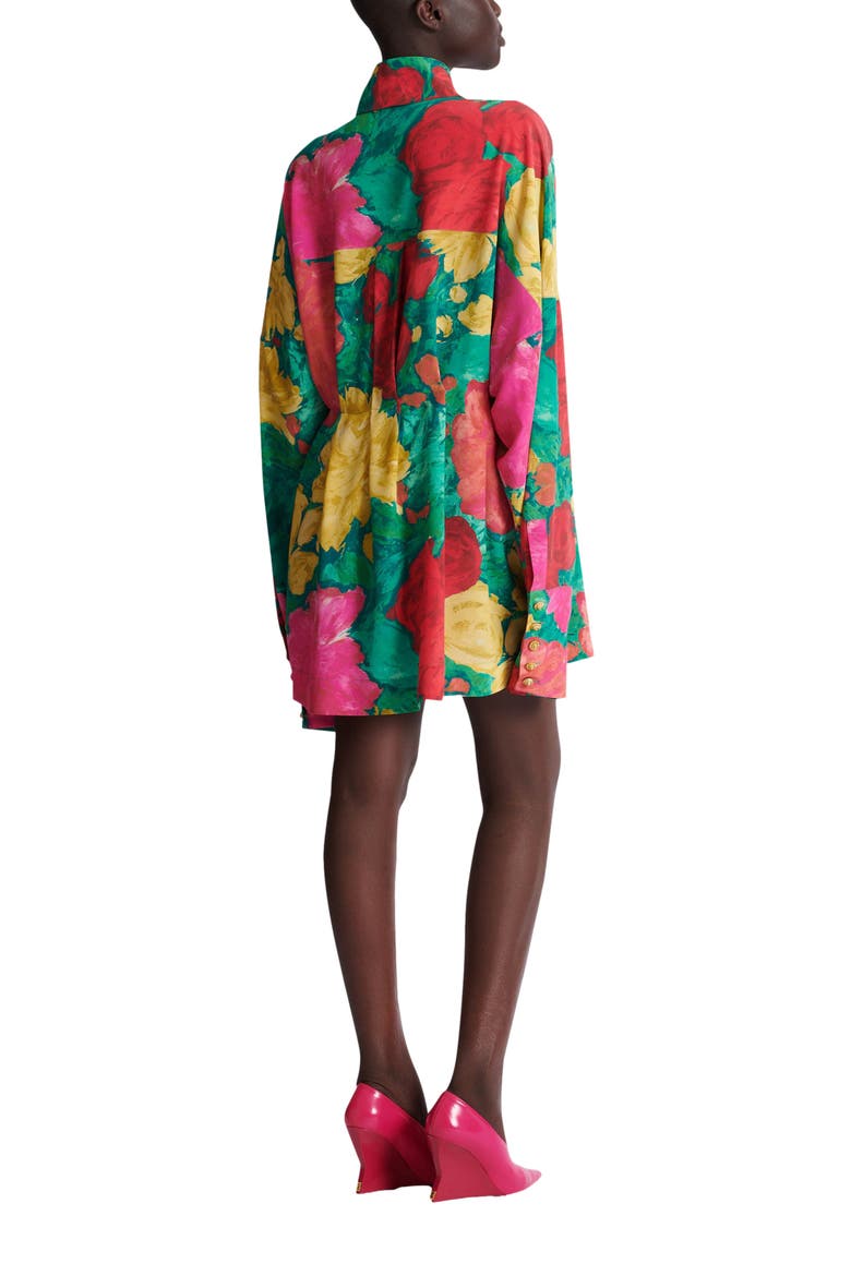 Crepe shirt dress with roses print, Alternate, color, multicolor