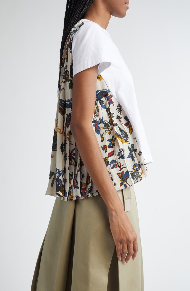 Sacai Race Car & Tropical Print Mixed Media T-Shirt | Nordstrom