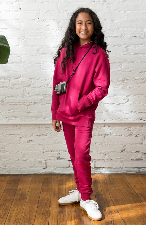 Mightly Organic Cotton Fleece Pocket Joggers In Purple