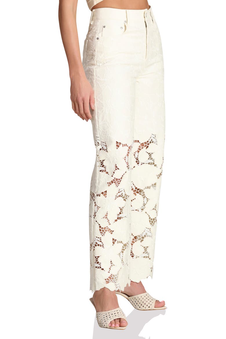 High Waist Embroidered Lace Cotton Pants, Alternate, color, OFF WHITE