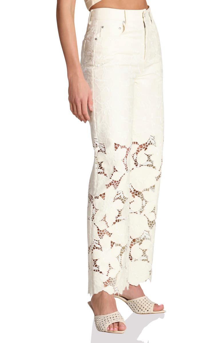 Avec Les Filles High Waist Embroidered Lace Cotton Pants, Alternate, color, Off White