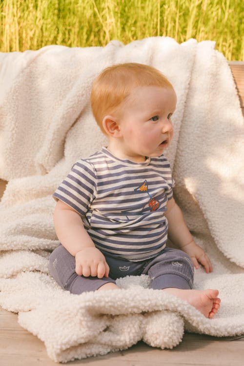 Deux Par Deux Baby Boy's Organic Cotton Top And Muslin Pant Set Striped Navy In Striped Navy