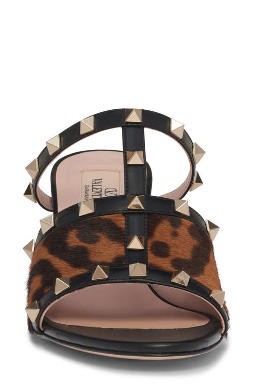Valentino 60mm Rockstud Leopard-print Sandals In Black
