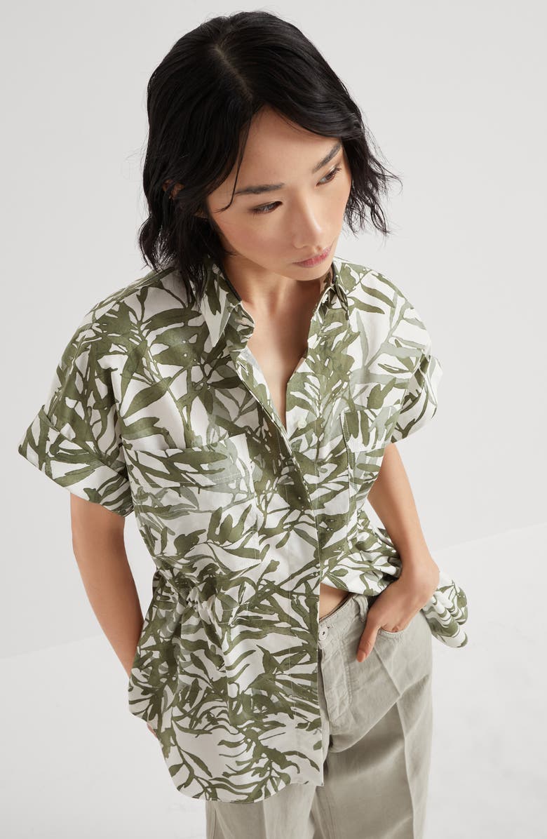 Brunello Cucinelli Herbarium Print shirt, Alternate, color, 