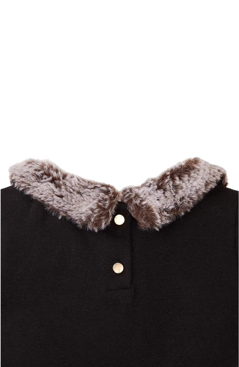 Hope & Henry Girls' Fit and Flare Ponte Dress with Faux Fur, Toddler, Alternate, color,