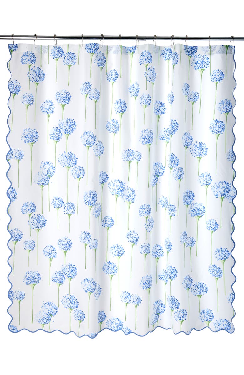 Matouk Floral Shower Curtain, Main, color, Azure