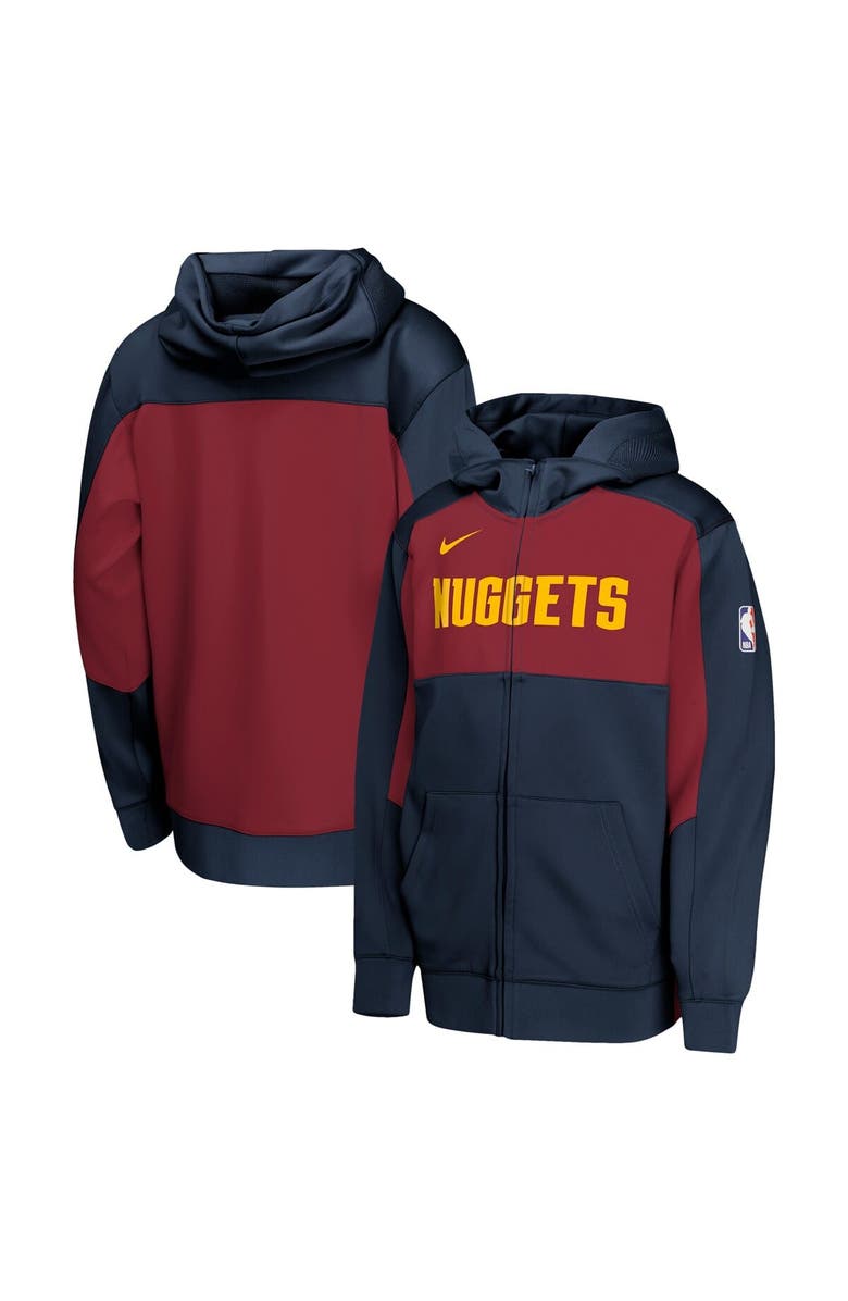 Nike Youth Nike Navy/Red Denver Nuggets Authentic On-Court Showtime Performance Full-Zip Hoodie, Main, color, 