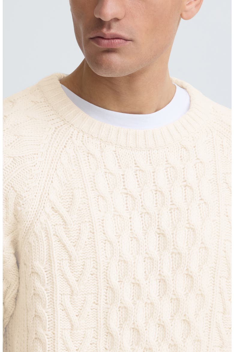 Vukan Cable Knit Crewneck Sweater, Alternate, color, OFF WHITE