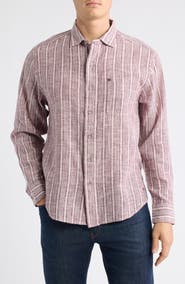 Tommy Bahama Raffia Dunes Stripe Linen & Cotton Long Sleeve Shirt
