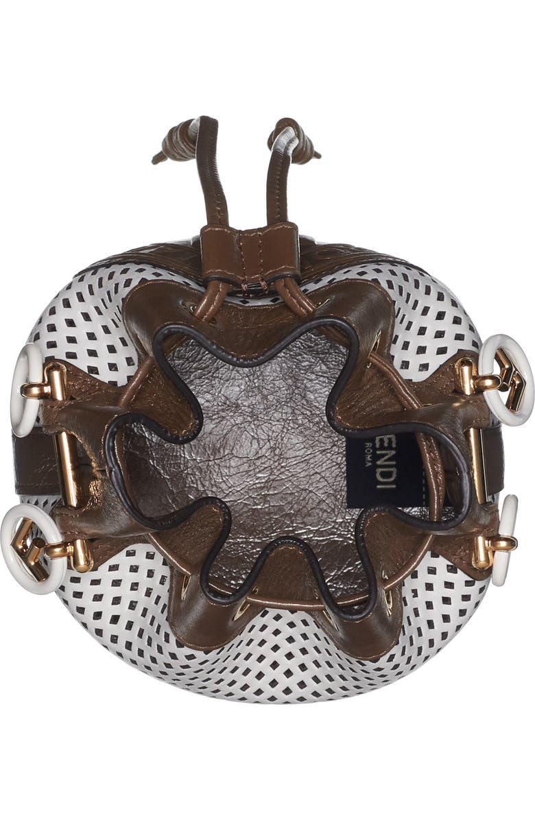 Fendi Mini Mon Tresor Perforated Leather Bucket Bag, Alternate, color,
