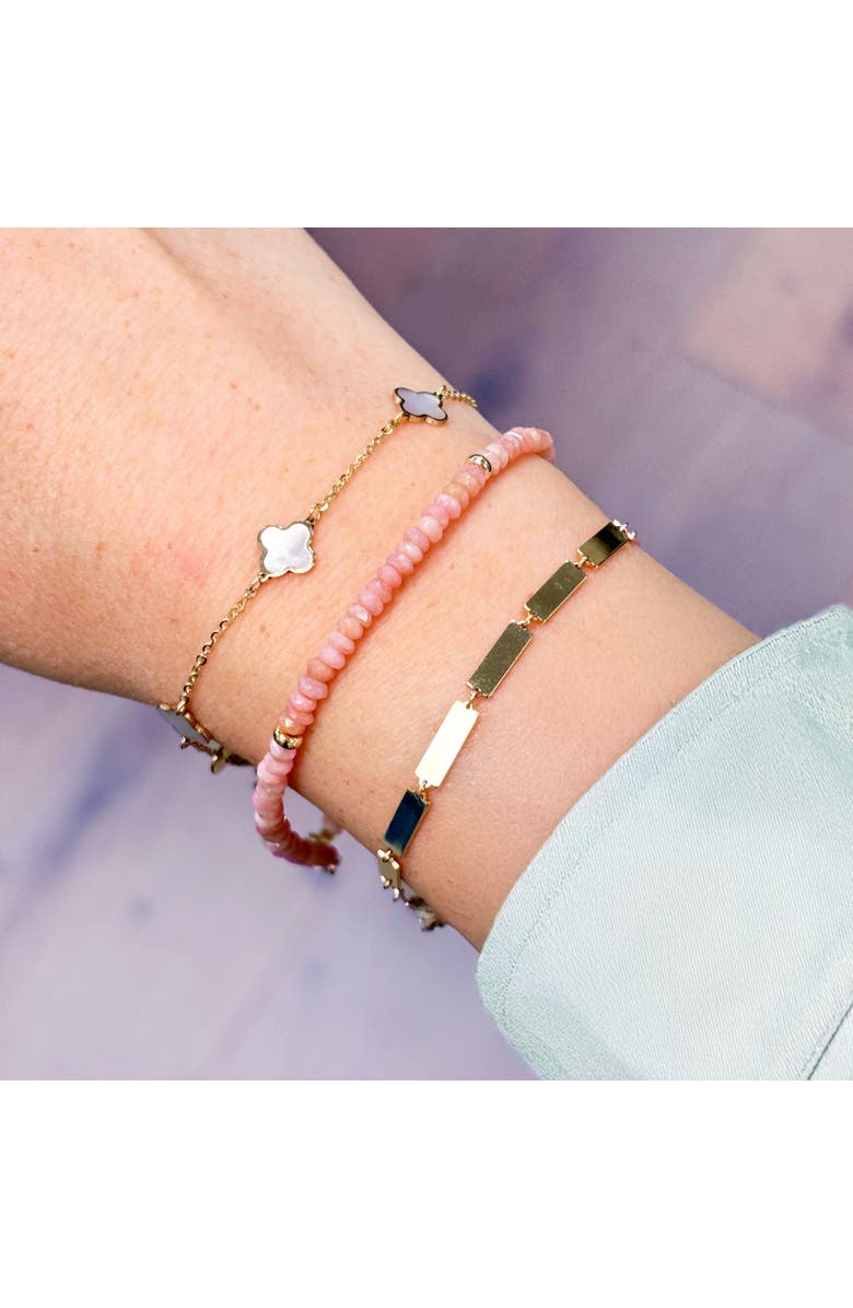 The Lovery Fine Jewelry Mini Mother of Pearl Clover Bracelet, Alternate, color, Mother Of Pearl