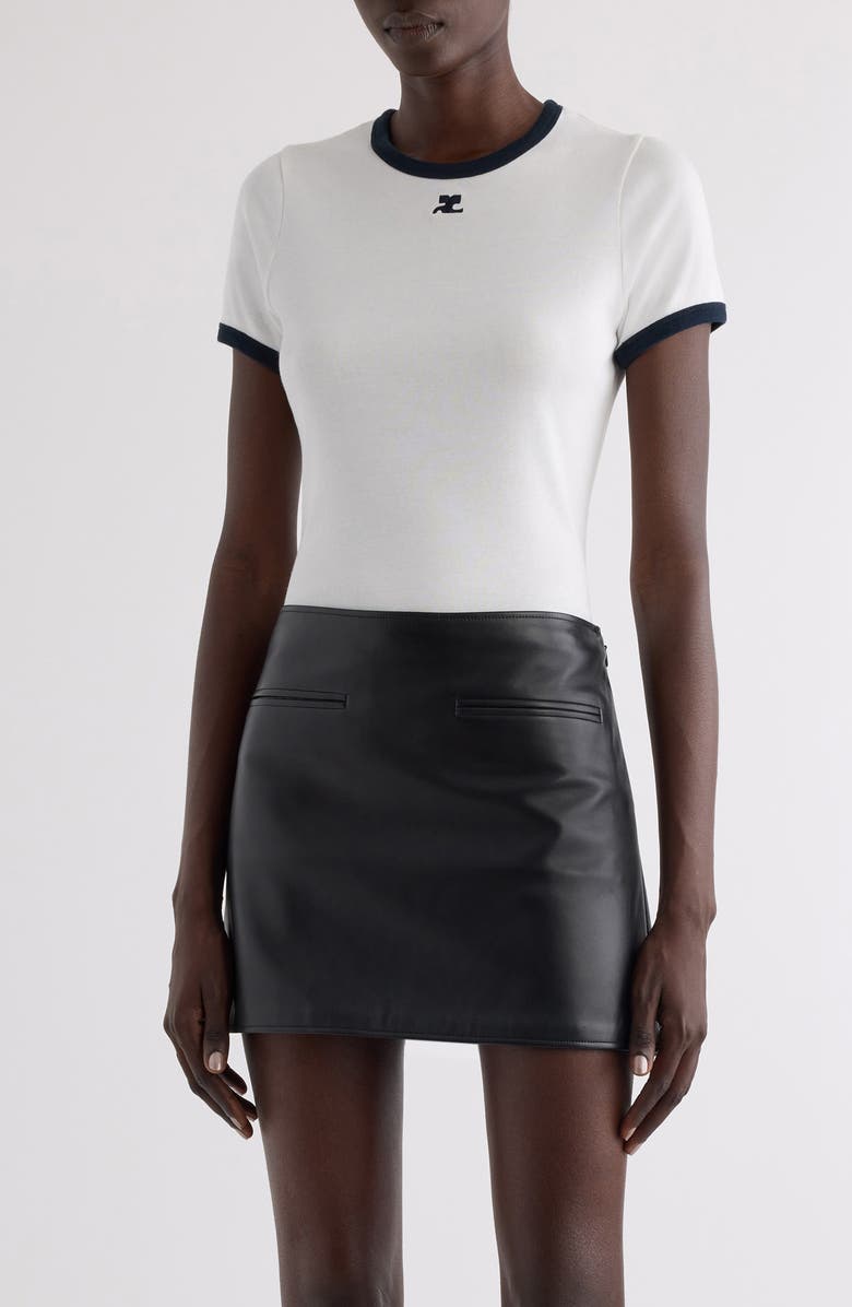 Courrèges Contrast Trim Logo T-Shirt, Main, color, Blanc Heritage/Navy
