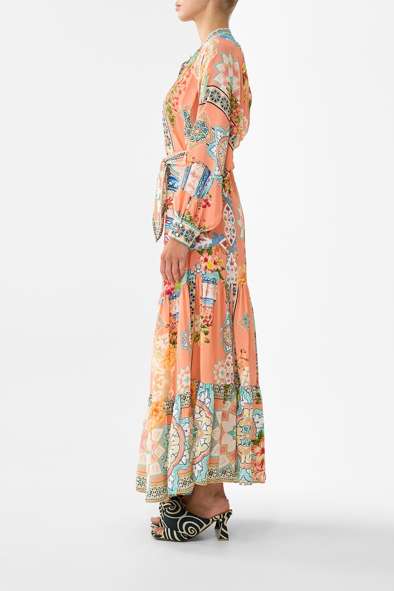 Tiered Shirtdress With Wide Waist Tie, Alternate, color, Meet Me In Mallorca