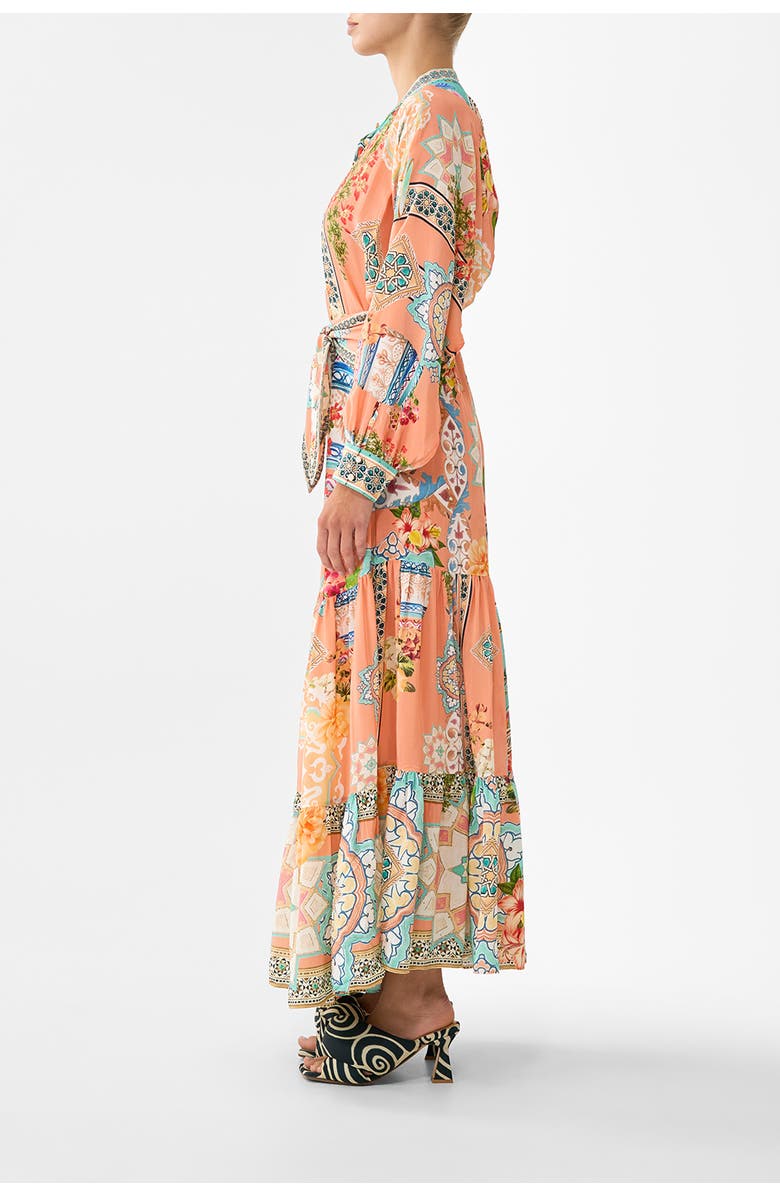 Camilla Tiered Shirtdress With Wide Waist Tie, Alternate, color, Meet Me In Mallorca