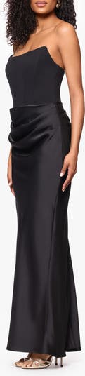 Strapless Scuba & Charmeuse Gown