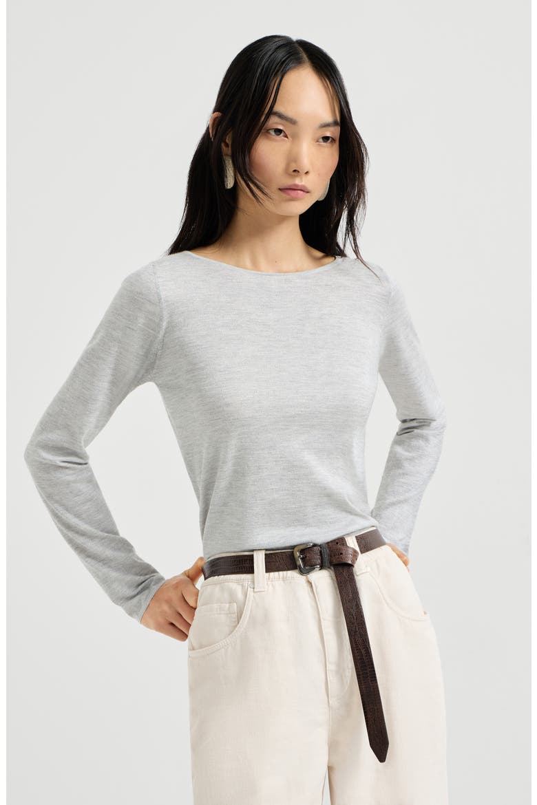 Cashmere and silk Sparkling sweater, Main, color, Pebble