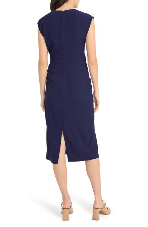 Luxely Beach Crepe Midi Dress In Blue
