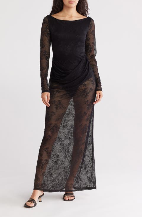 Trina Long Sleeve Lace Built In Bodysuit Dress