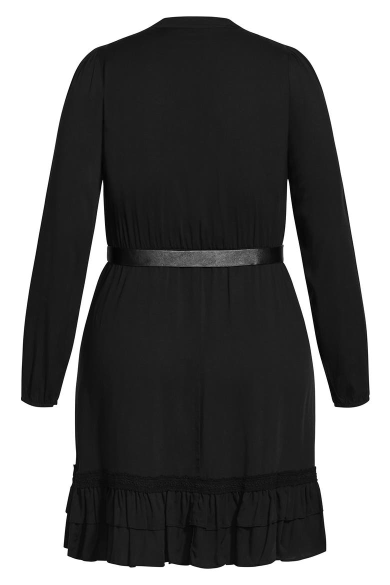 Precious Belted Long Sleeve Dress, Alternate, color, BLACK