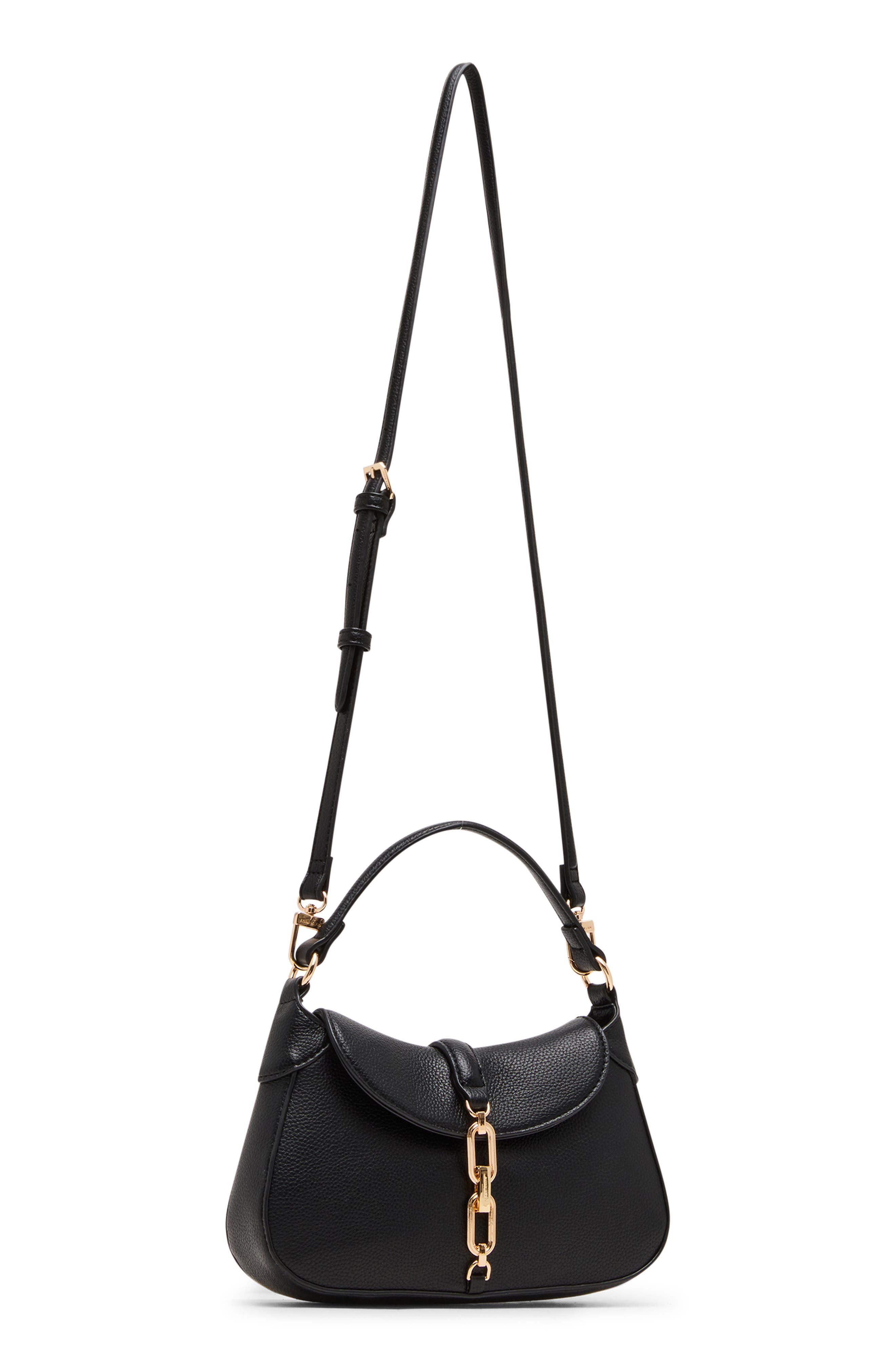 Anne Klein Chain Trim Crescent Shoulder Bag, Alternate, color, Black