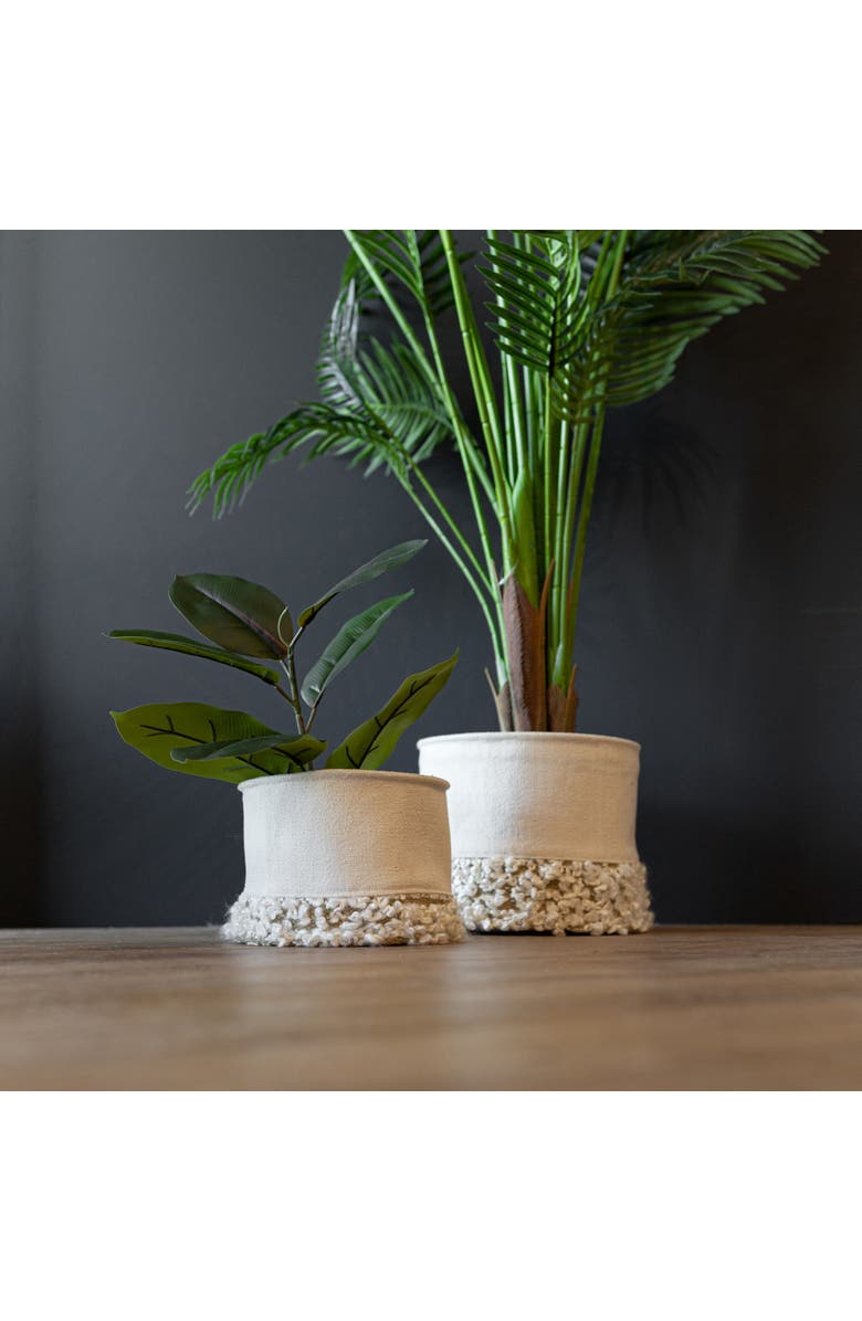 Foreside Home and Garden Set of 2 Hand Woven Boucle Bins White, Alternate, color, White